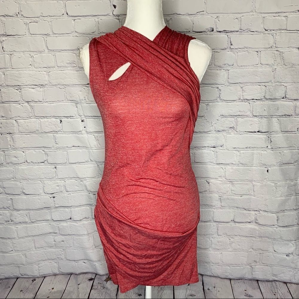 LAST CHANCE- Zara WBB Collection Heathered red sleeveless faux wrap dress - Picture 1 of 6